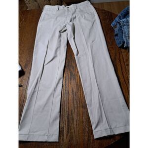 New 34x34 Lands End Traditional Fit Light Stone Flat Front  Cotton Pants NWOT